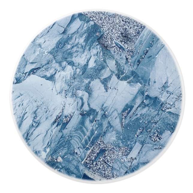 Bouton De Porte En Céramique Marbre bleu et gris (Devant)