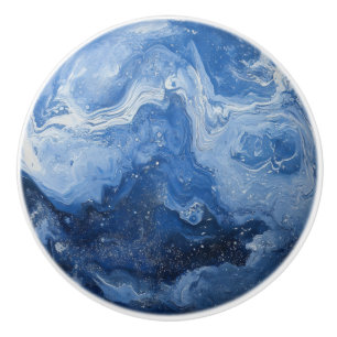 Bouton De Porte En Céramique Marbre bleu profond