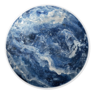 Bouton De Porte En Céramique Marbre bleu profond Motif