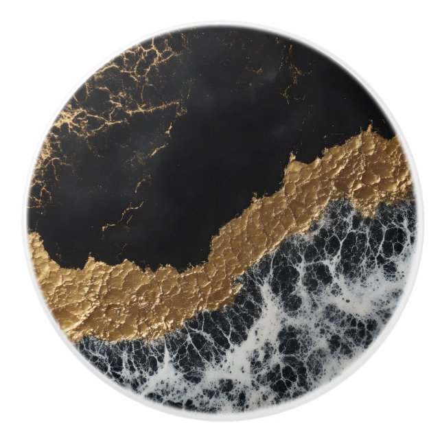 Bouton De Porte En Céramique Marbre d'or noir (Devant)