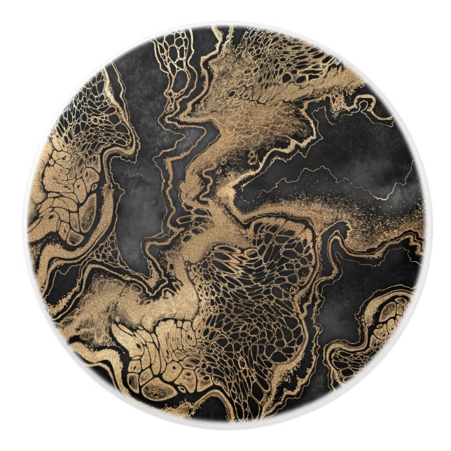 Bouton De Porte En Céramique Marbre d'or noir assez (Devant)