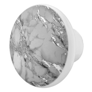 Bouton De Porte En Céramique Marbre gris argenté