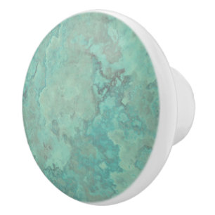 Bouton De Porte En Céramique Marbre turquoise Abstrait