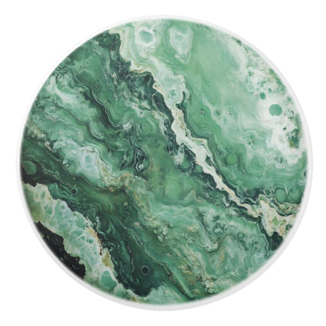 Bouton De Porte En Céramique Marbre vert clair Motif (Devant)