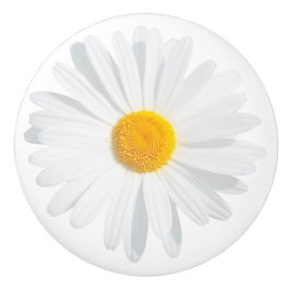 Bouton De Porte En Céramique marguerite blanche