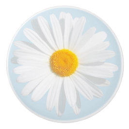 Bouton De Porte En Céramique marguerite blanche
