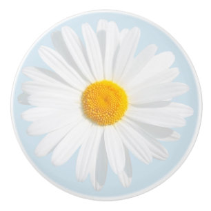 Bouton De Porte En Céramique marguerite blanche