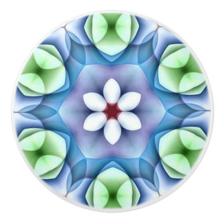 Bouton De Porte En Céramique Marguerite blanche géométrique moderne