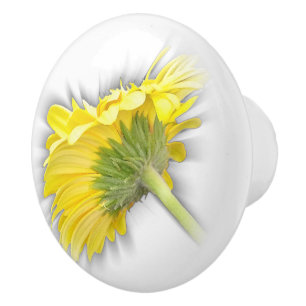 Bouton De Porte En Céramique marguerite jaune