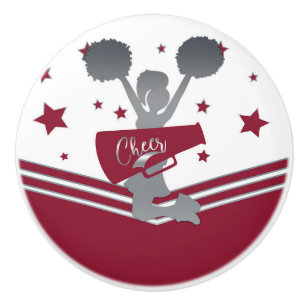 Bouton De Porte En Céramique Marron Étoiles d'Argent Filles de Cheer Cheer-lead