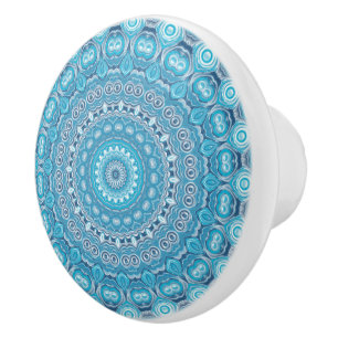Bouton De Porte En Céramique Médaillon Abstrait bleu exotique