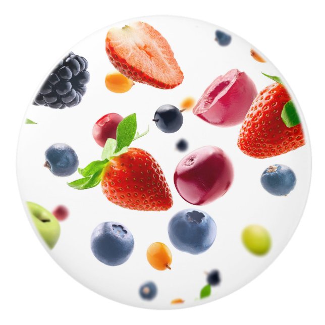 Bouton De Porte En Céramique Mélanger les fruits (Devant)