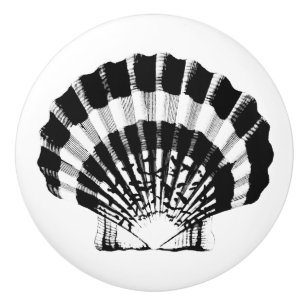 Bouton De Porte En Céramique Mer Shell - noir et blanc