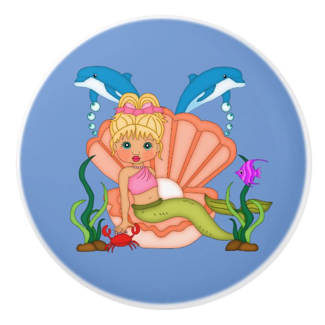 Bouton De Porte En Céramique Mermaid Girl (Devant)