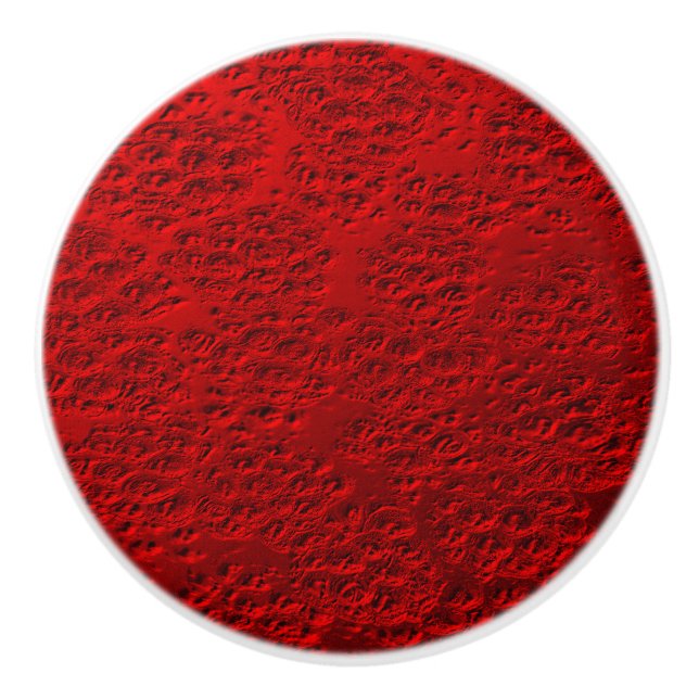 Bouton De Porte En Céramique Métal rouge endommagé (Devant)
