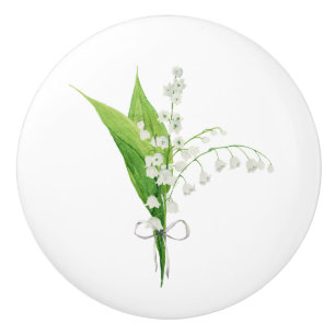 Bouton De Porte En Céramique Meuble floral au muguet 