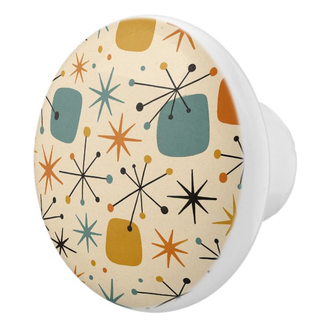 Bouton De Porte En Céramique Mid Century Modern Starburst Pattern (Droite)
