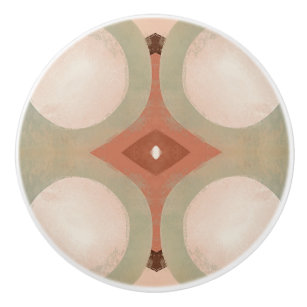 Bouton De Porte En Céramique Mid Century Moderne Motif biologique Mint Terracot