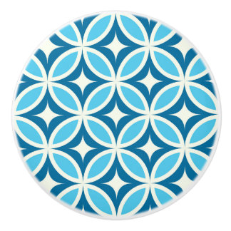 Bouton De Porte En Céramique Mid siècle moderne géométrique Marine bleu