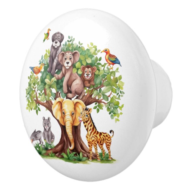 Bouton De Porte En Céramique mignon enfants bébé unisex jungle animaux (Droite)