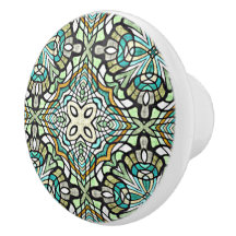 Mint Vert Turquoise Hip Bohemian Bali Art Motif