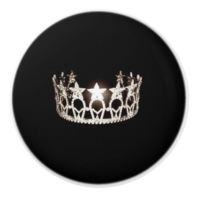 Bouton De Porte En Céramique Miss USA Argent Crown Céramique Cabinet Knows (Devant)