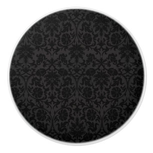 Bouton De Porte En Céramique Modèle de Damas noir