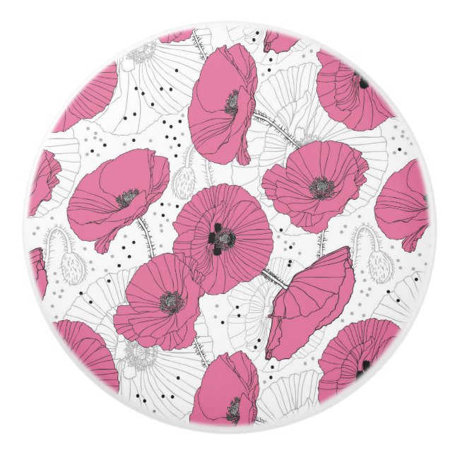 Bouton De Porte En Céramique Modèle floral (Devant)