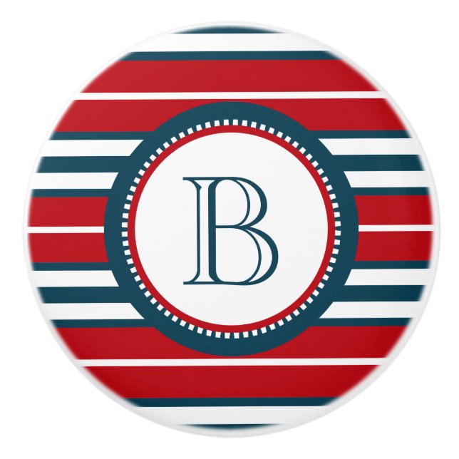 Bouton De Porte En Céramique Monogram design (Devant)