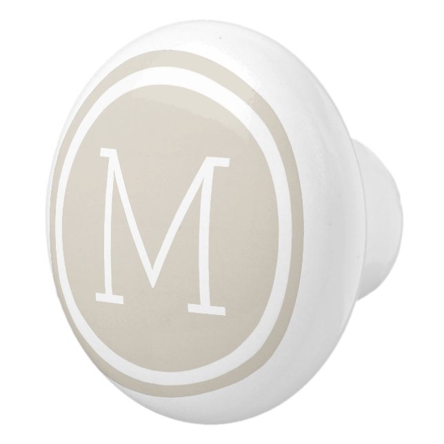 Bouton De Porte En Céramique Monogramme beige poignet personnalisé (Droite)