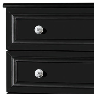 Bouton De Porte En Céramique Monogramme d'orbite en marbre blanc noir initial