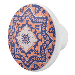 Bouton De Porte En Céramique Monogramme transparent Azulejo Style Ceramic Knob