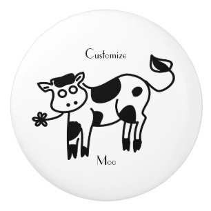 Bouton De Porte En Céramique Moo Cow Thunder_Cove