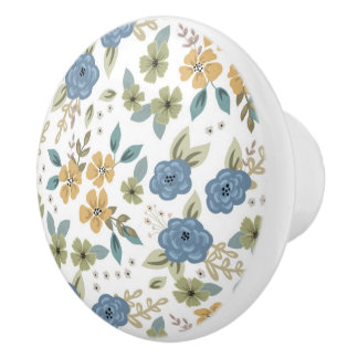 Bouton De Porte En Céramique Moody Blues Floral