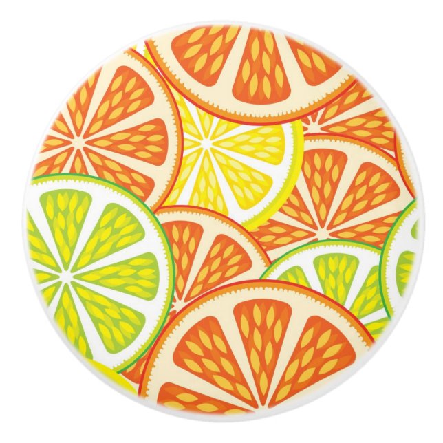 Bouton De Porte En Céramique Motif 2 d'agrume (Devant)
