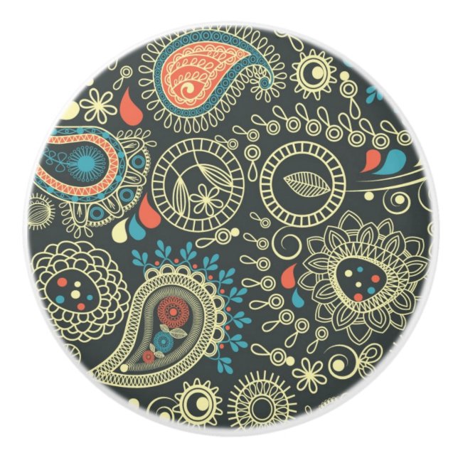 Bouton De Porte En Céramique Motif 3 de Paisley (Devant)