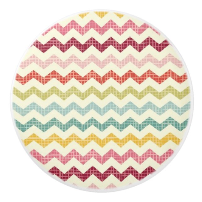 Bouton De Porte En Céramique Motif 4 de Chevron (Devant)