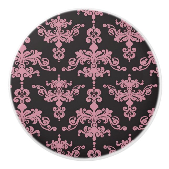 Bouton De Porte En Céramique Motif 5 de damassé (Devant)
