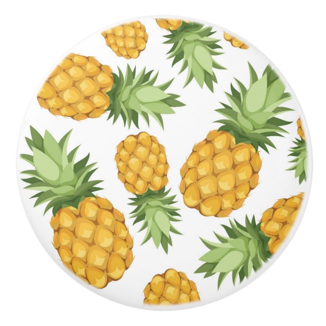 Bouton De Porte En Céramique Motif à ananas (Devant)