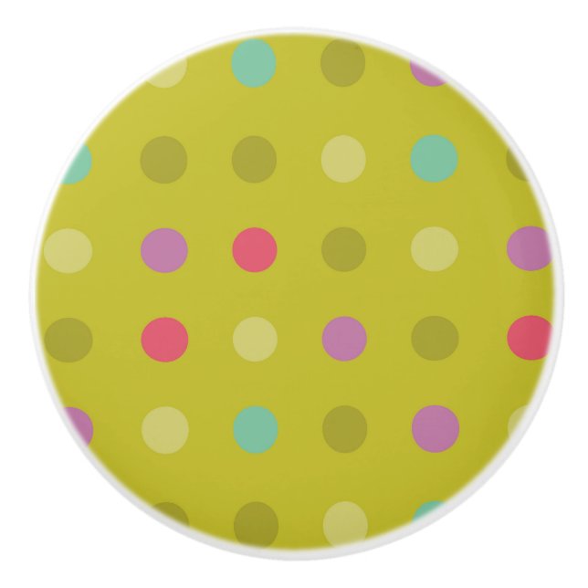 Bouton De Porte En Céramique Motif à pois d'arrière - plan (Devant)