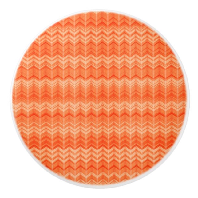 Bouton De Porte En Céramique Motif abstrait de textile de zigzag de rouge (Devant)