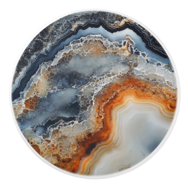 Bouton De Porte En Céramique Motif Agate Gemstone (Devant)