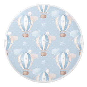 Bouton De Porte En Céramique Motif Ballons Bleus