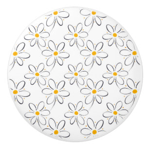 Bouton De Porte En Céramique Motif blanc