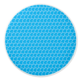 Bouton De Porte En Céramique Motif bleu ciel géométrique
