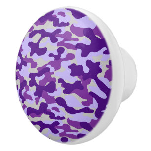 Bouton De Porte En Céramique Motif camouflage violet