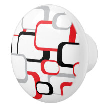 Motif Carré rouge gris noir blanc rétro