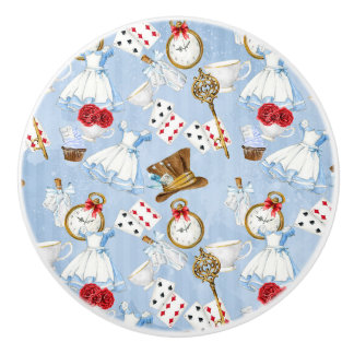 Bouton De Porte En Céramique Motif d'Alice du pays des merveilles