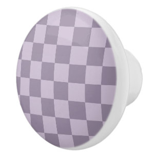 Bouton De Porte En Céramique Motif damier lavande doux minimaliste 