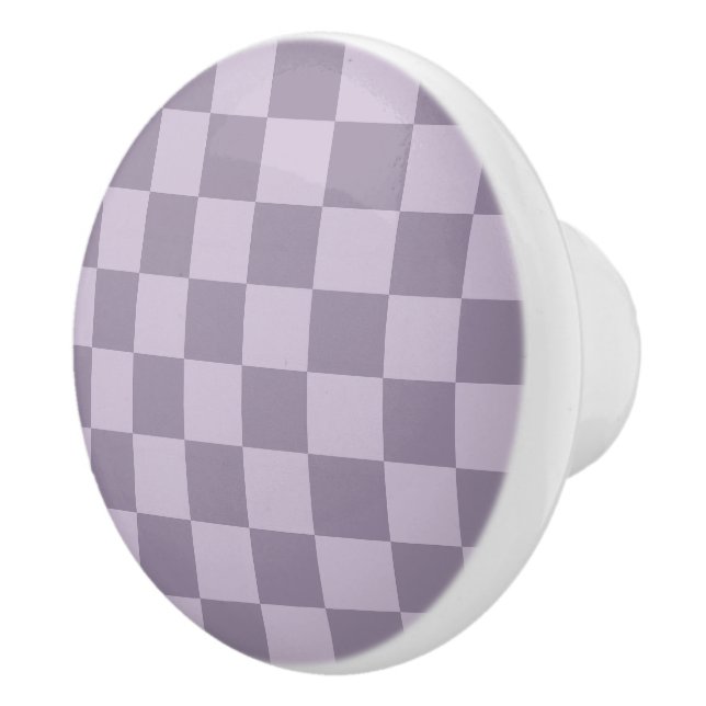 Bouton De Porte En Céramique Motif damier lavande doux minimaliste  (Droite)